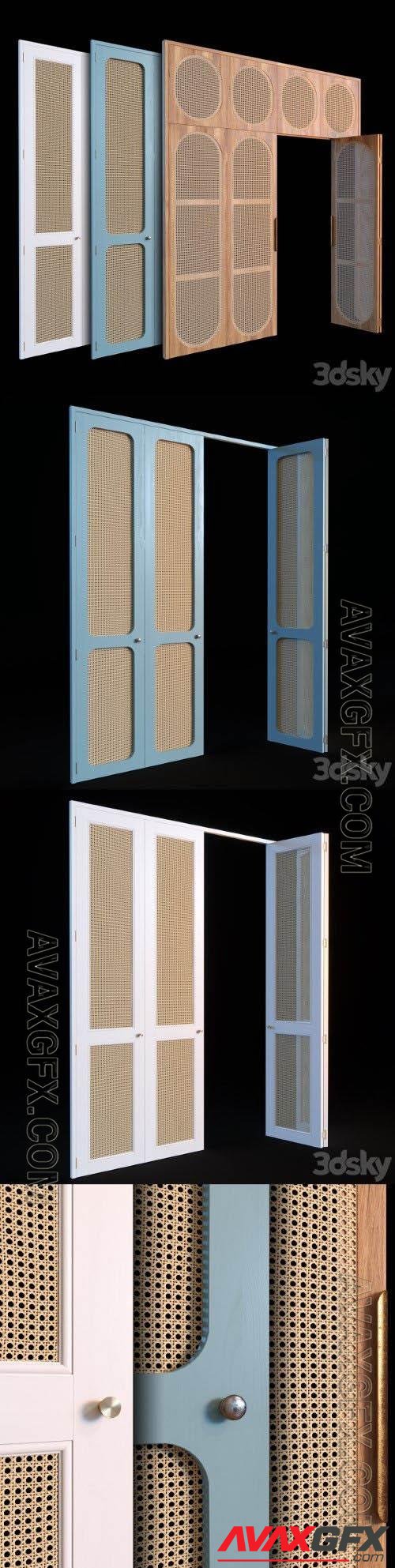 Rattan door set - 3d model