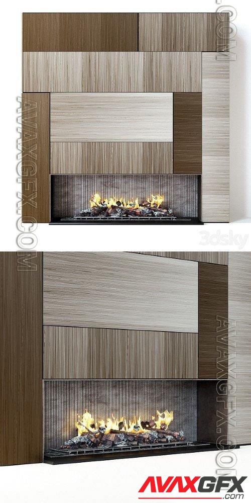 Modern Fireplace 16 - 3d model