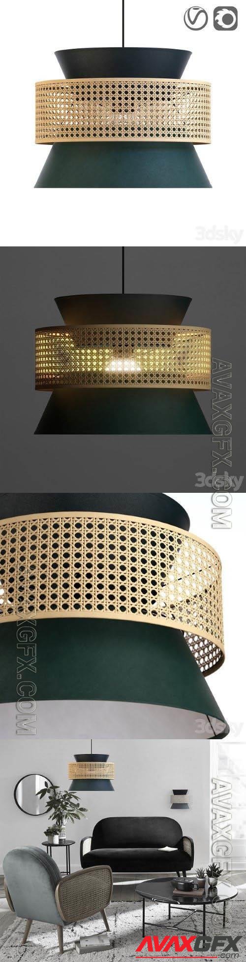 Wicker lampshade for DOLKIE chandelier- 3d model