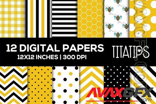 Bumble bee digital papers set