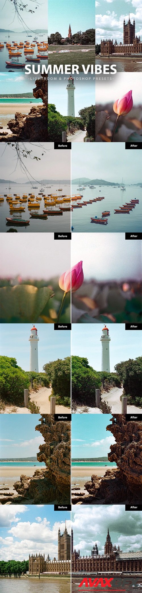 6 Summer vibes lightroom and photoshop presets - 45383106