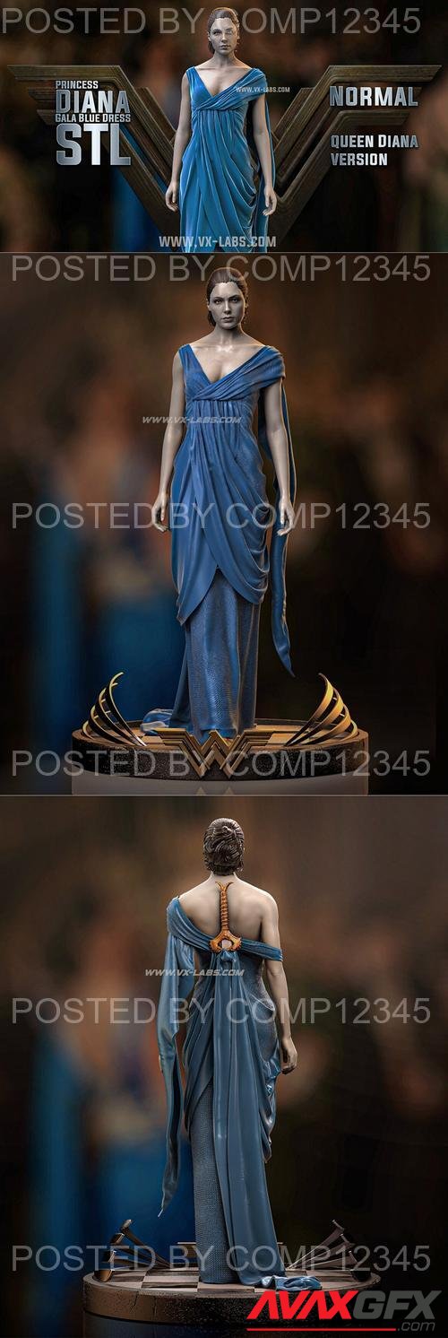 Princess Diana - Gala Blue Dress 3D Print