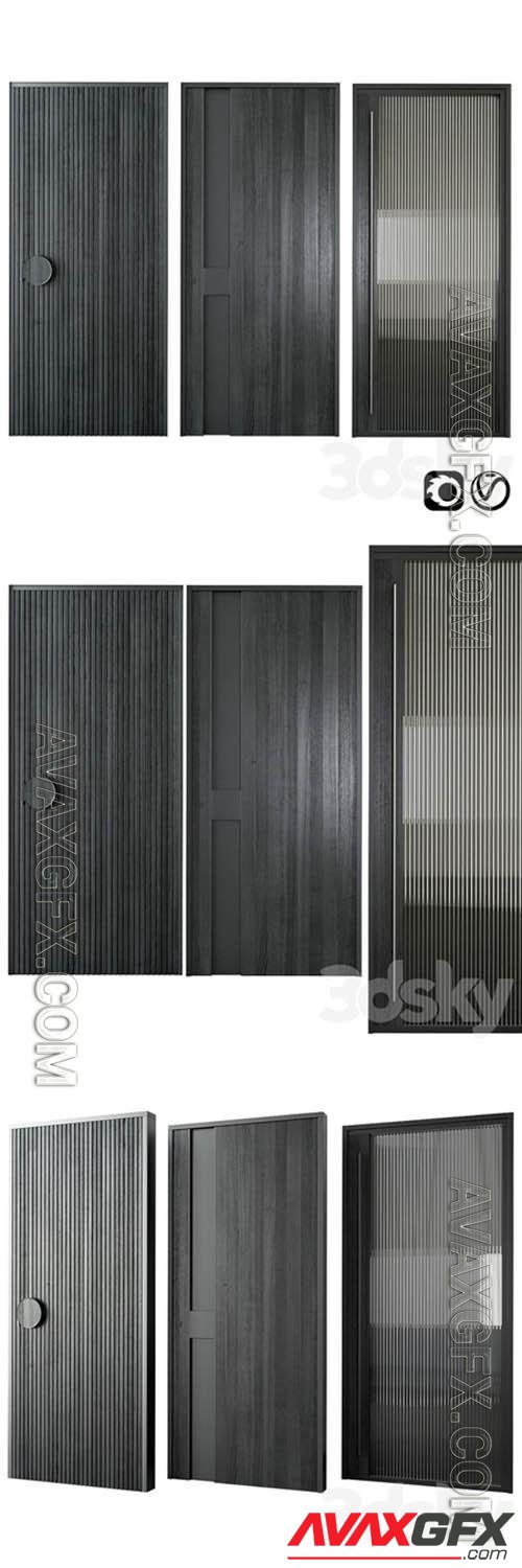 Black modern entrance door- 3d model