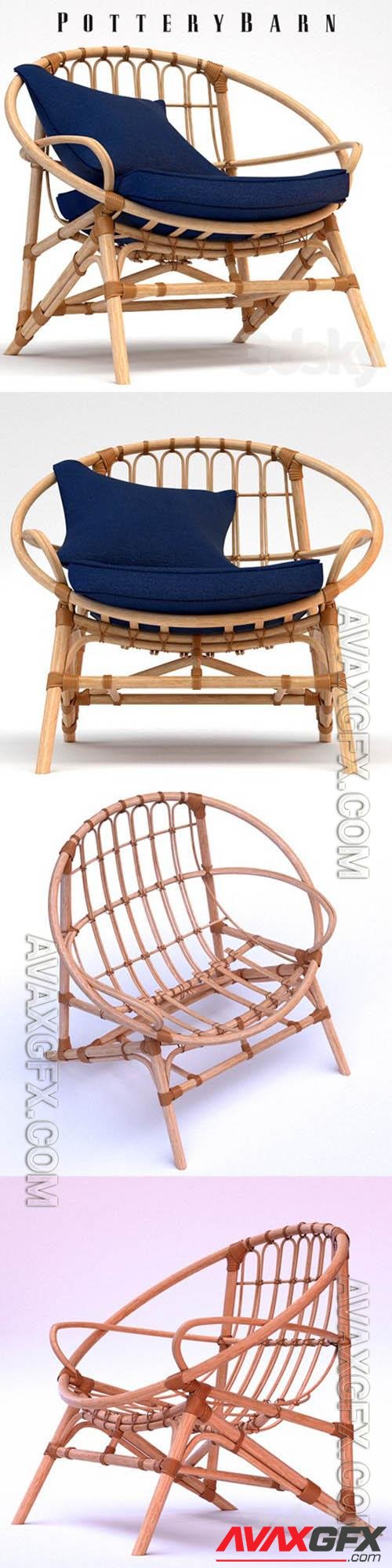 Armchair Pottery Barn Luling Rattan Chair- 3d model