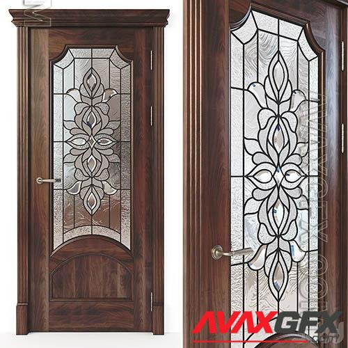 Door with stained glass 05 (classic style)- 3d model