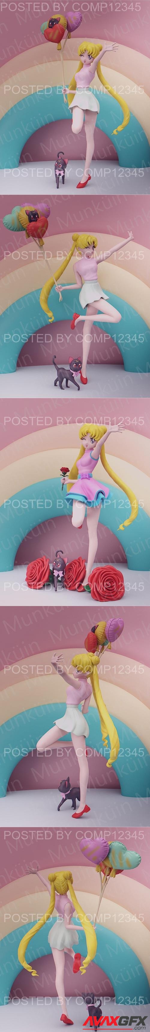 Usagi flowers and ballons 3D Print