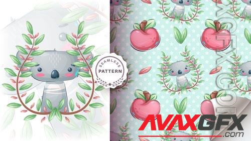 Vector seamless pattern koala cartoon character