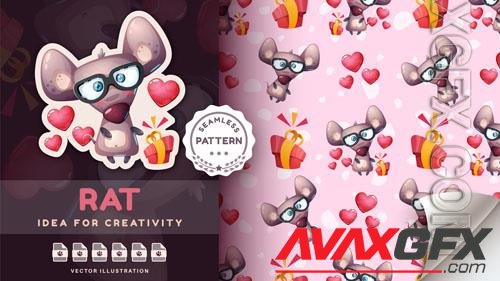 Vector seamless pattern cartoon character adorable mouse