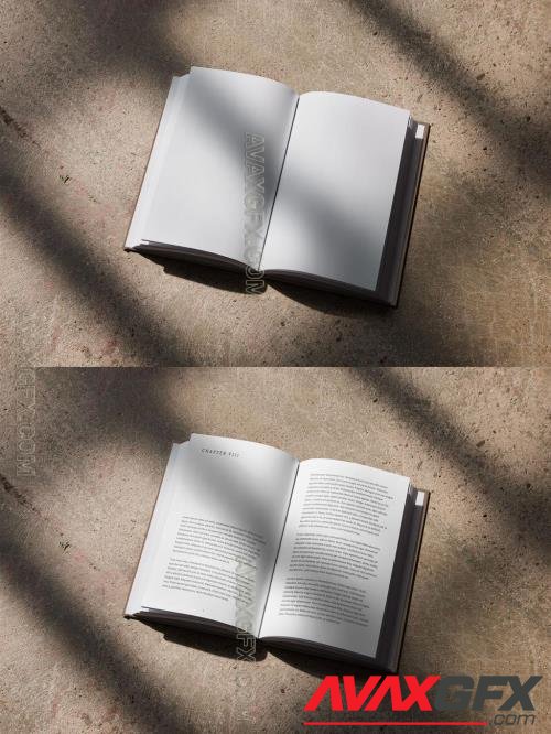 Open Hardcover Book Mockup on a Concrete Background With Shadows 544817746 [Adobestock]