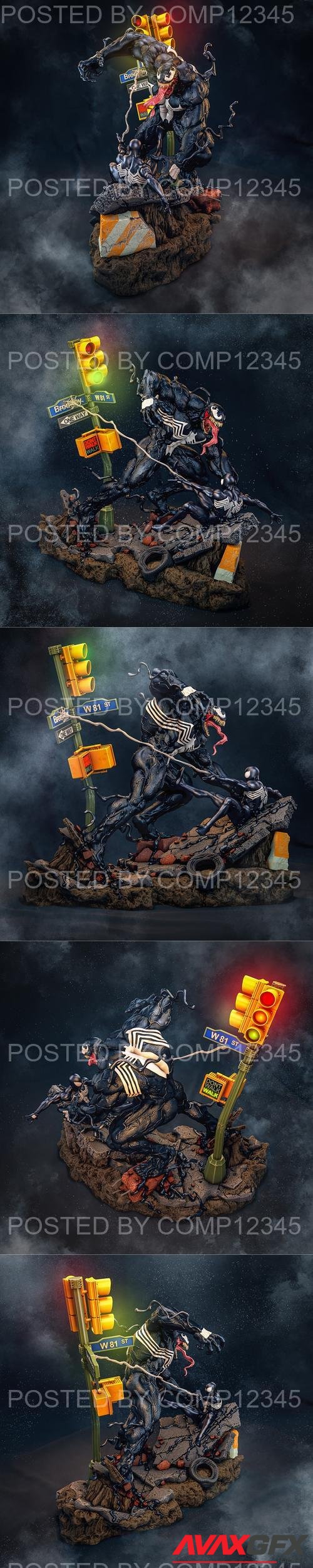 Venom vs Spiderman Black Suit 3D Print