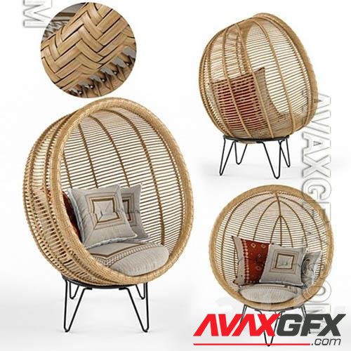 Round rattan cocoon chair - 3d model