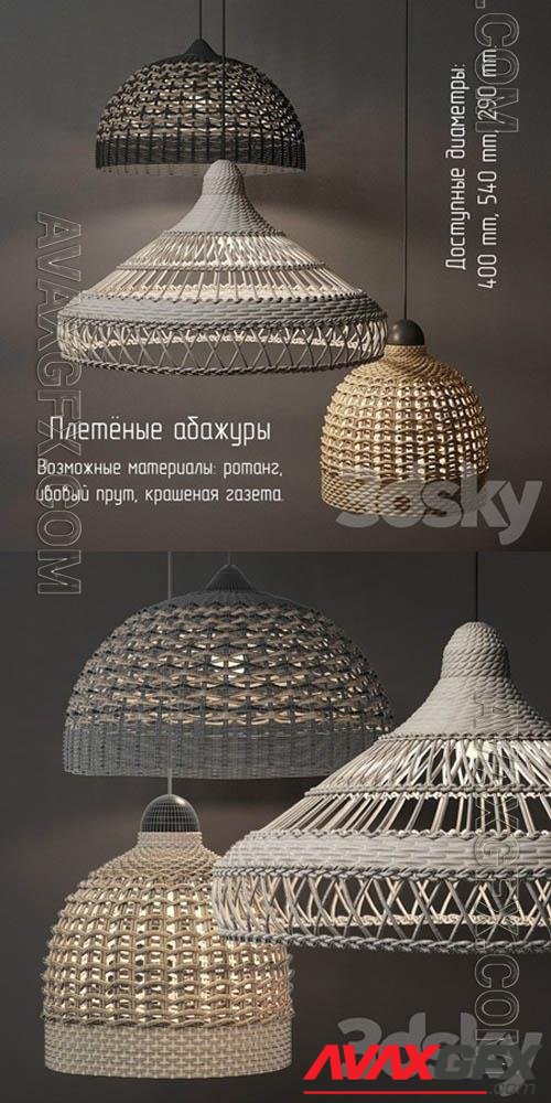 Wicker lampshades - 3d model