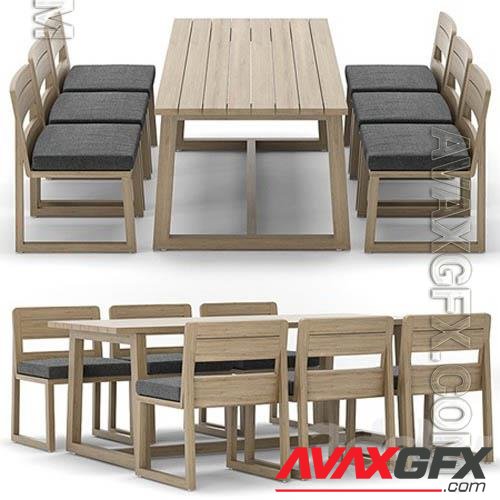 RH Outdoor Sebastian rectangular table chair - 3d model