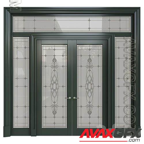 Doors with stained glass - 3d model