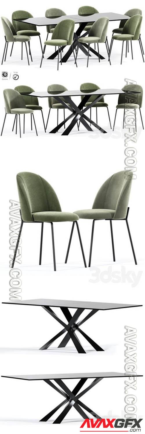 Cloyd Dining Table Chair Collection - 3d model