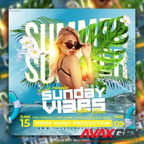 Summer party psd flyer template