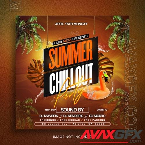 PSD summer chillout tropical party flyer social media template or web banner promotion