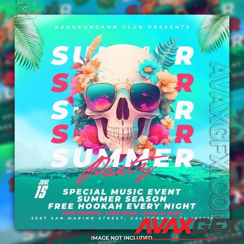 PSD summer beach night party flyer social media post template