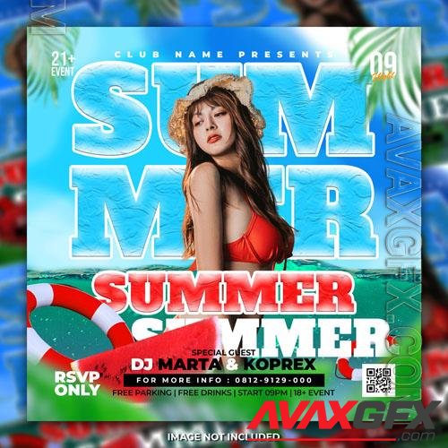 PSD summer party flyer template design