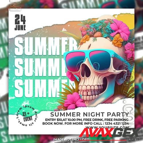 Summer beach night party psd flyer social media post template