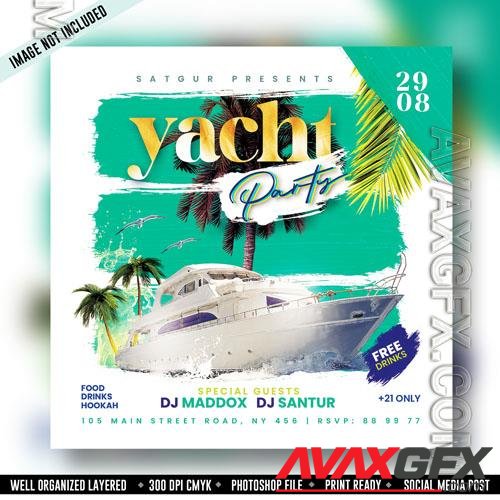 PSD yacht party flyer boat party flyer template