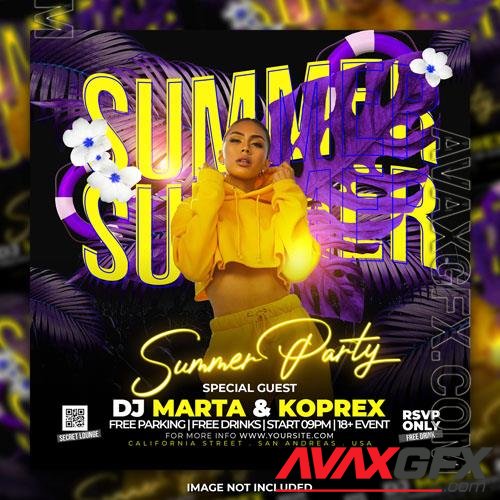 PSD summer party flyer design template