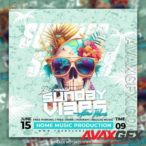 PSD summer beach night party flyer social media post