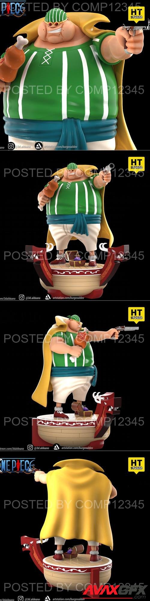 Lucky Roo Red Hair Pirates One Piece 3D Print