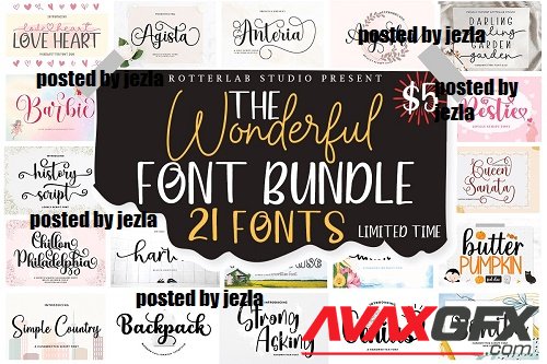 The Wonderful Font Bundle - 21 Premium Fonts