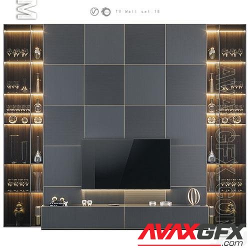 TV Wall Set 18 - 3d model