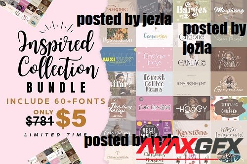 Inspired Collection Bundle - 60 Premium Fonts