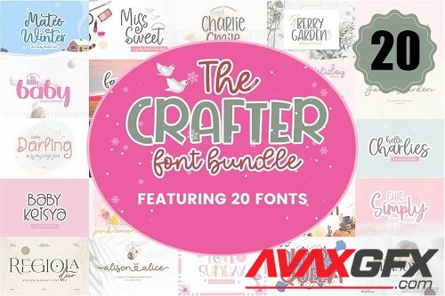 The Crafter Font Bundle - 20 Premium Fonts