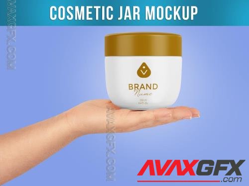 Cosmetic Jar in Hand Mockup 544579174 [Adobestock]