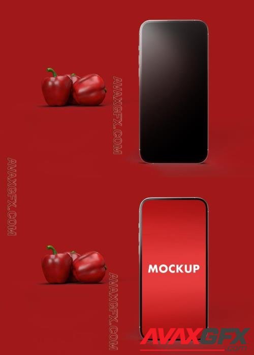 iPhone 14 Pro Max and the RED Peppers on a RED Background 545227411 [Adobestock]