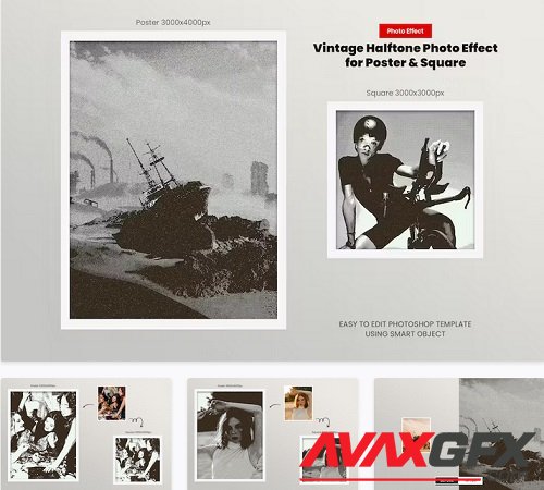 Vintage Halftone Photo Effect - RQDHEX8