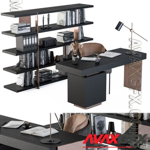 Minotti carson writing table with Rack - 3d model