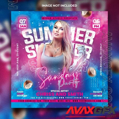 PSD dj summer night club party flyer social media post template