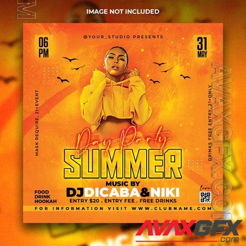 PSD dj club summer party flyer and social media post template