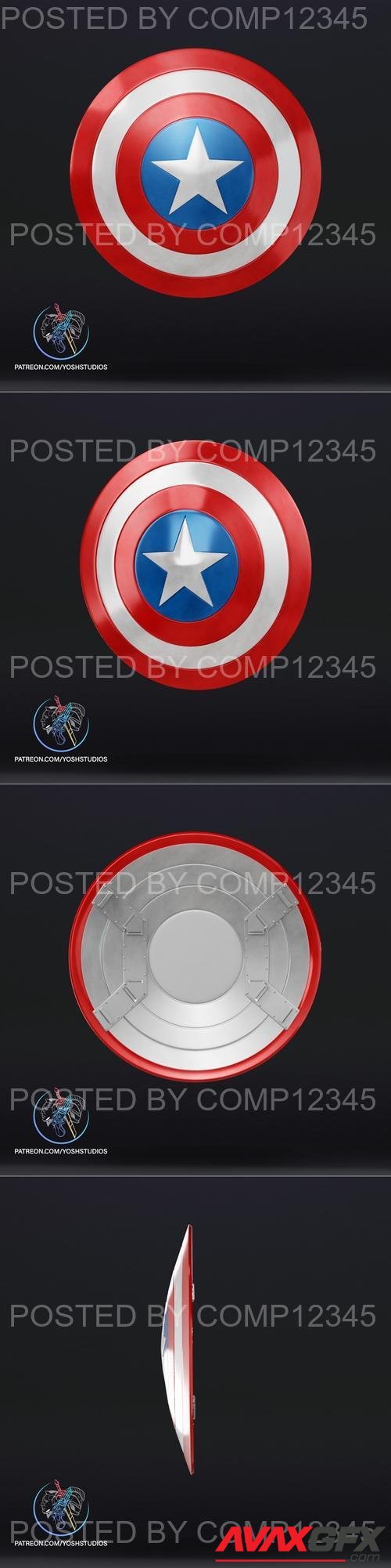 Yosh Studios - Classic Captain America Shield 3D Print