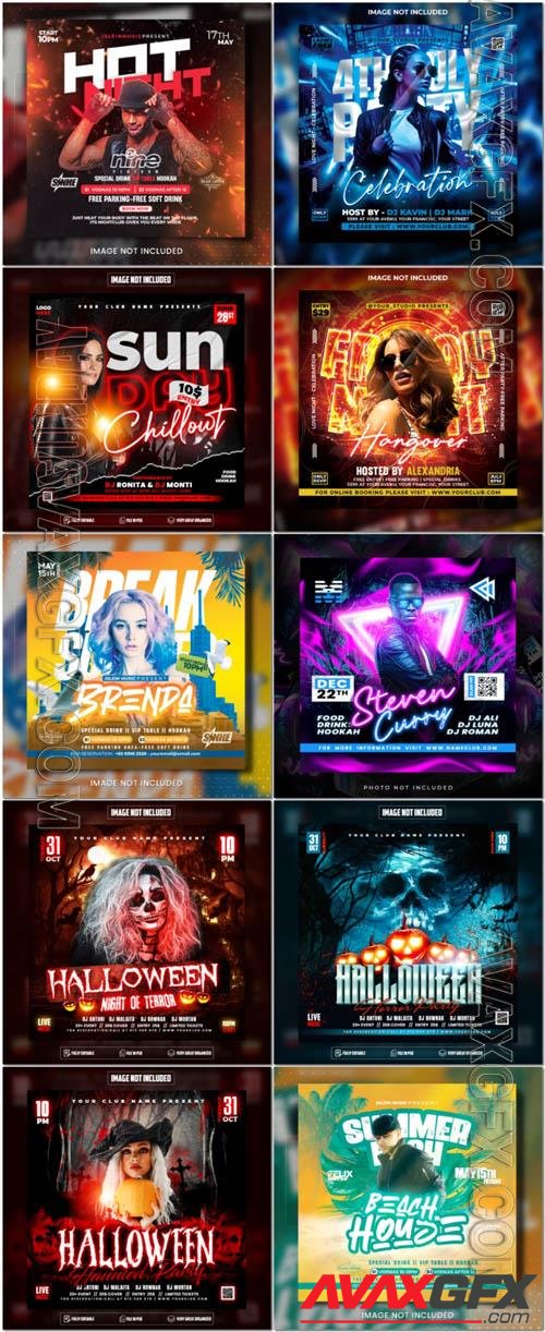 Flyer social media post, psd banner set vol 341