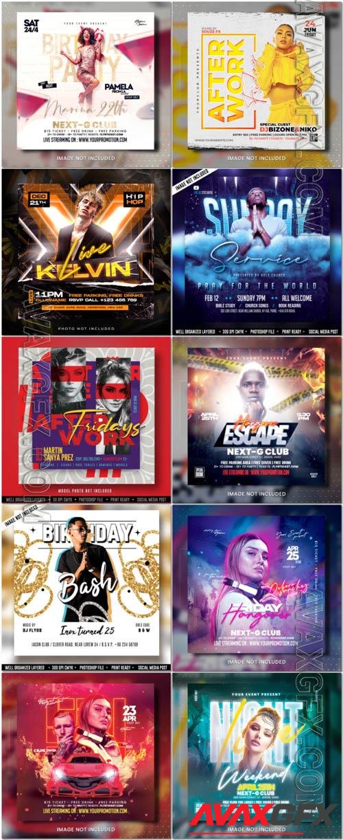 Flyer social media post, psd banner set vol 332