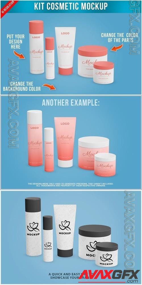 Cosmetic Body Skin Care Set Mockup