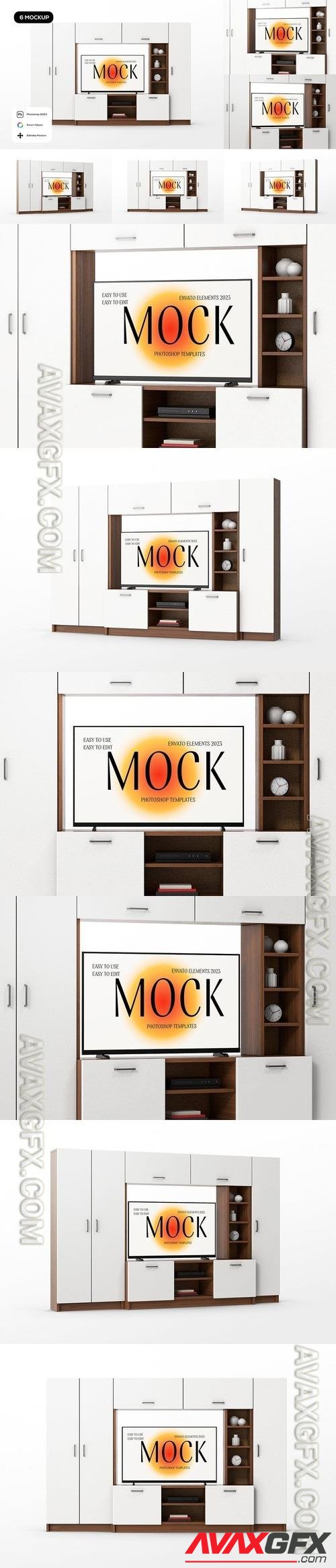 TV Unit Stand Set Mockup