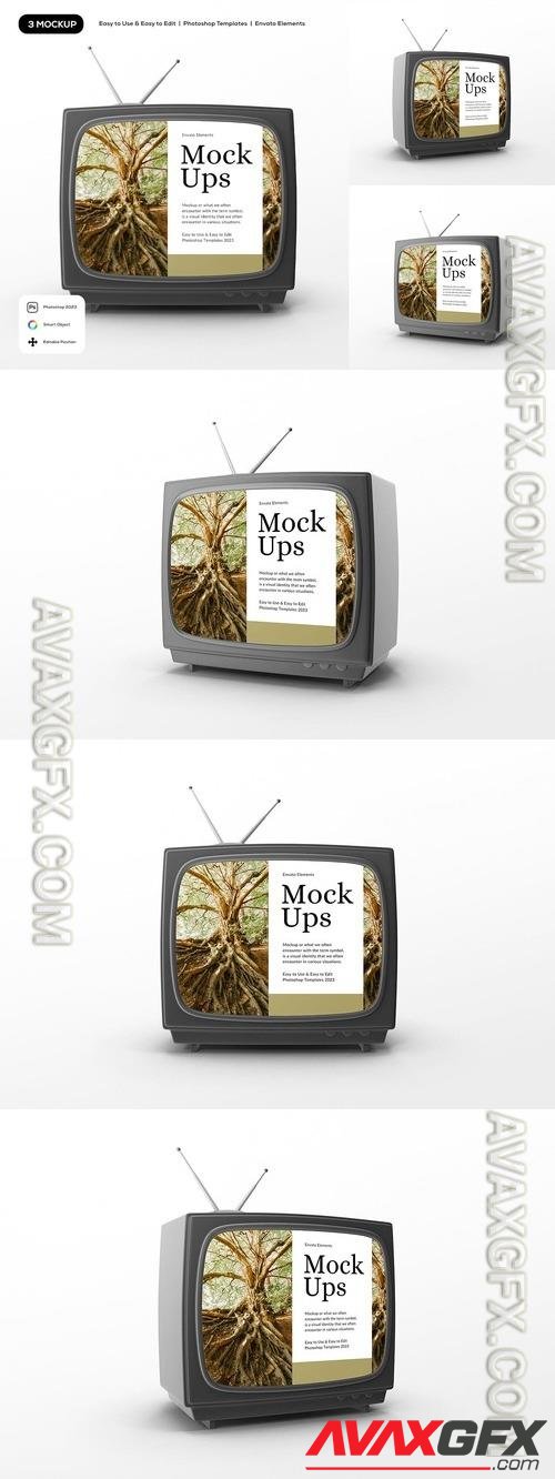 Black Retro Television Mockup