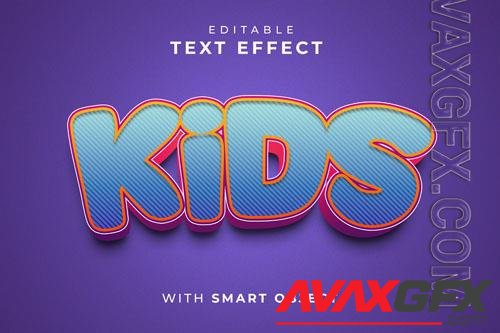 PSD purple background with text that says kids effect with smart object