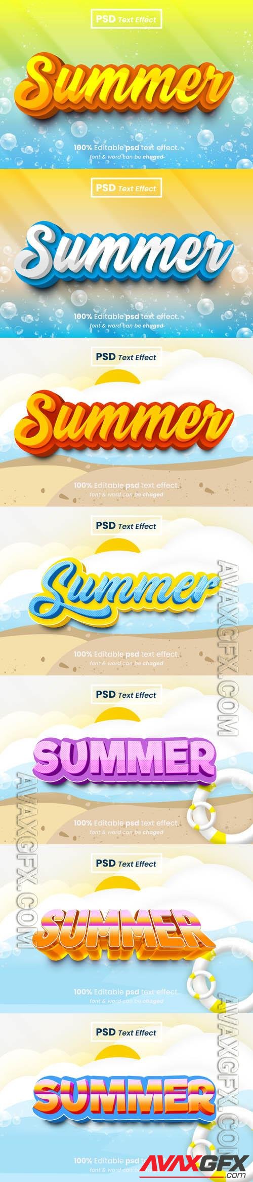 PSD summer 3d editable text effect