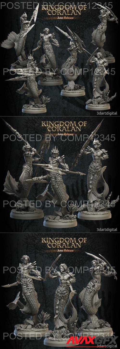 3DArtDigital - Kingdom of Coralan - Merfolk Warriors Male 3D Print