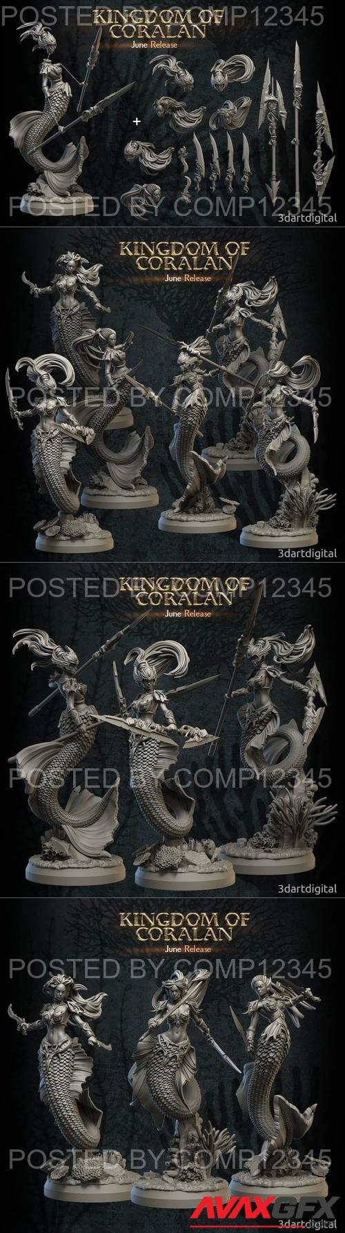 3DArtDigital - Kingdom of Coralan - Merfolk Warriors Female 3D Print