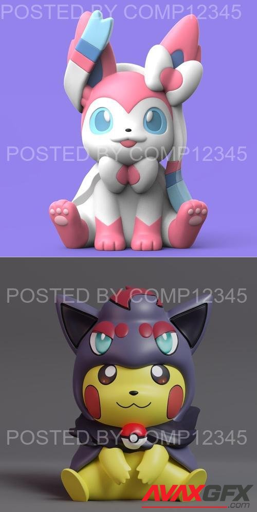 Pikachu Cosplay Zorua and Sylveon 3D Print