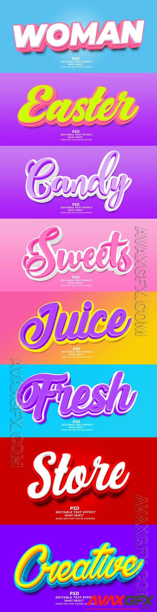 Psd style text effect editable set vol 458